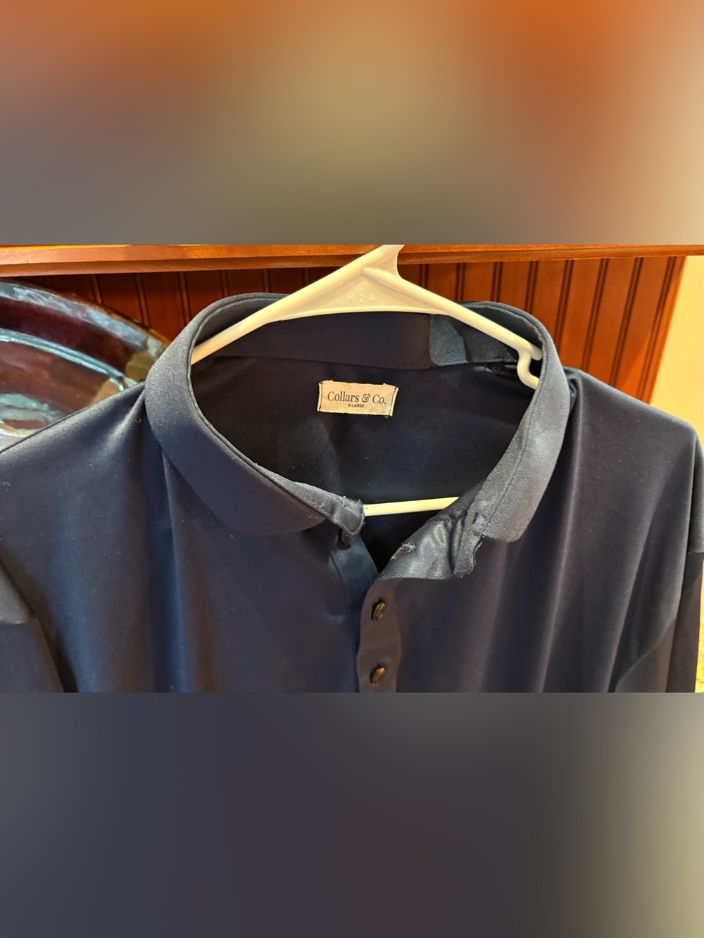 Collars & Co. Men's Dress polo. Sharp deep blue with stiff Collar. Retail: $98 - Picture 3 of 5